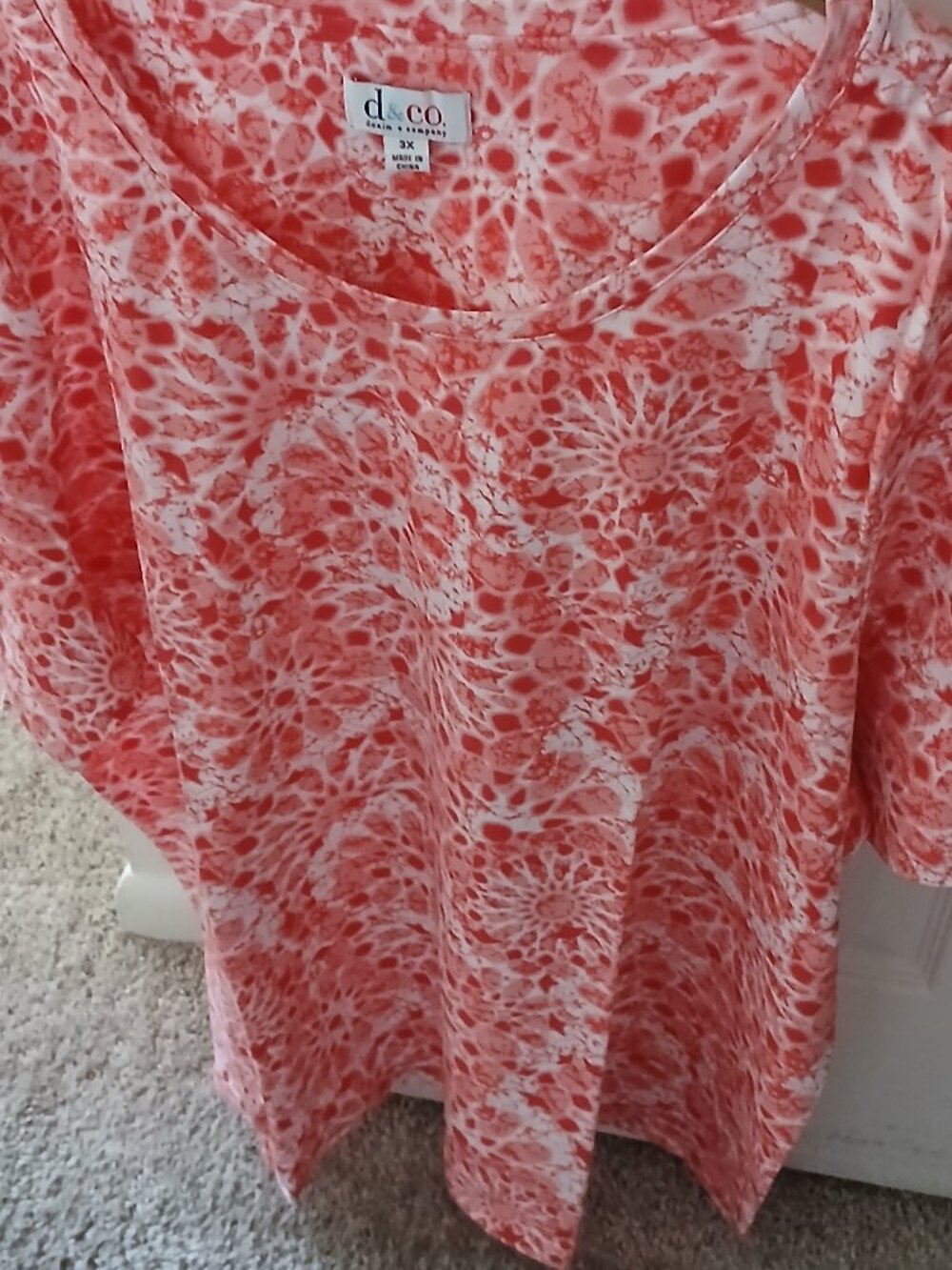 Denim & Co. Perfect Jersey Mosaic Print Short Sleeve Top